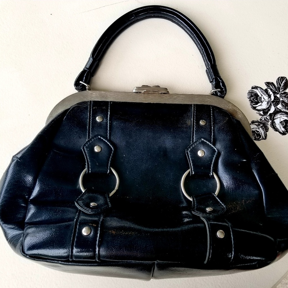 Vintage Black Vinyl Purse
